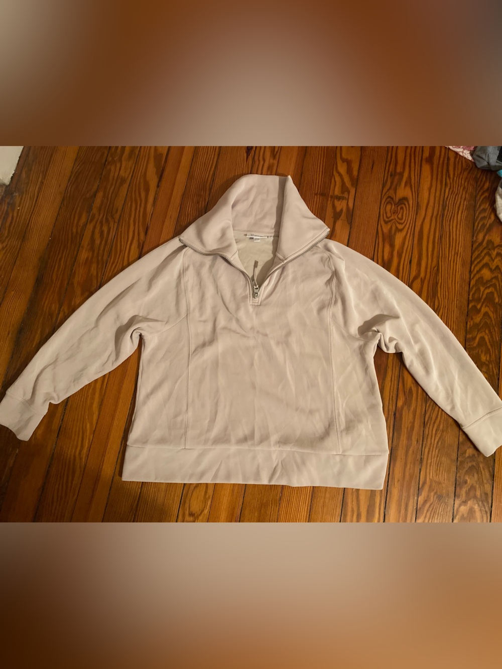 Chico's Light Beige Half-Zip Cowl Pullover